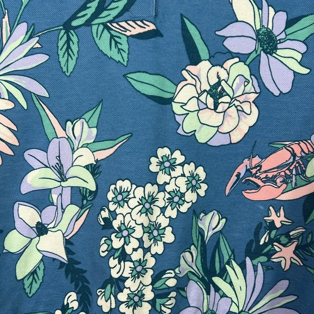 Nike Dri Fit Blue Tropical Floral Short Sleeve Crop Polo Large - Picture 7 of 8